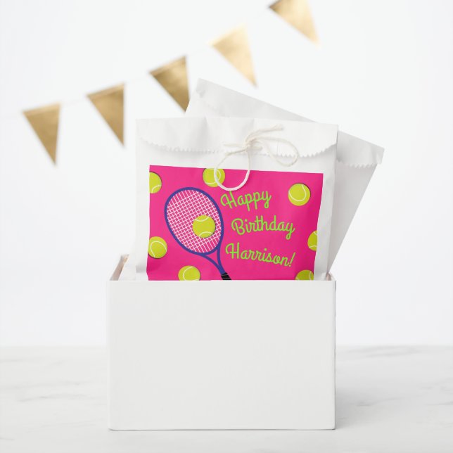 Tennis Sports Birthday Party Pink Favour Bag (Party)