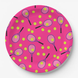 Tennis Sports Birthday Party Pink Paper Plate