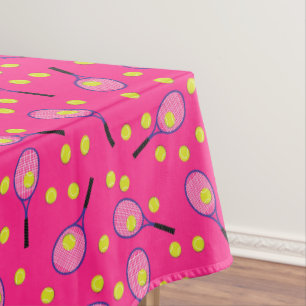 Tennis Sports Birthday Party Pink Tablecloth