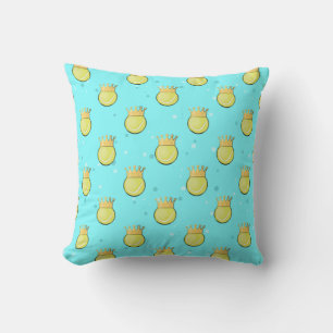Tennis Sports King Pattern on Blue Background Cushion