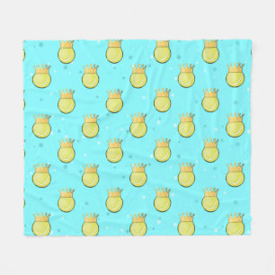 Tennis Sports King Pattern on Blue Background Fleece Blanket