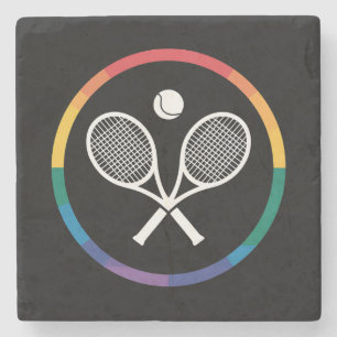 Tennis Sports Rainbow LGBTQ Gay Pride Ally Stone Coaster