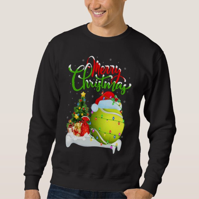 Tennis Sports   Xmas Decorations Santa Tennis Chri Sweatshirt (Front)