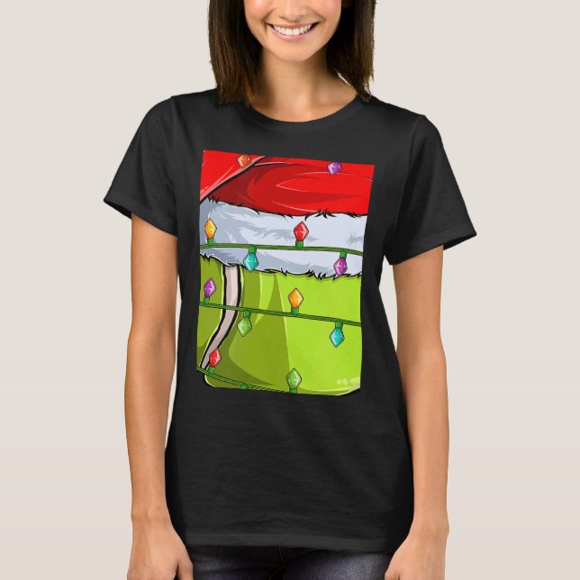 Tennis Sports  Xmas Lights Santa Tennis Ball Chris T-Shirt (Front)