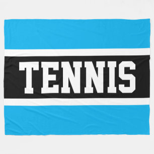 TENNIS Sporty Black White Stripes Fleece Blanket