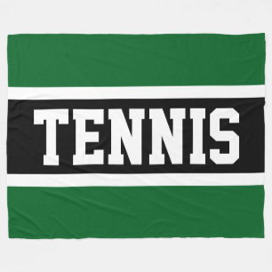 TENNIS Sporty Black White Stripes Fleece Blanket