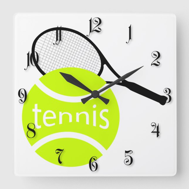 Tennis Square Wall Clock (Front)