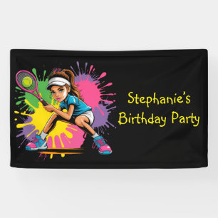Tennis Star Girl Birthday Party  Banner