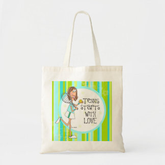 Tennis starts with love tote bag