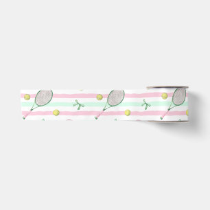 Tennis Stripes Pale Green and Pink Satin Ribbon