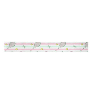 Tennis Stripes Pale Green and Pink Satin Ribbon