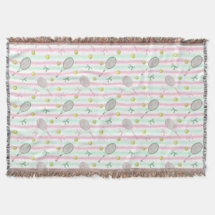 Tennis Stripes Pale Green and Pink Throw Blanket