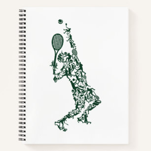Tennis T Shirt - Player Positions Balls Racket in  Notebook