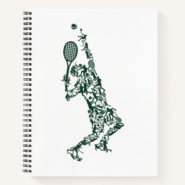 Tennis T Shirt - Player Positions Balls Racket in  Notebook (Front)
