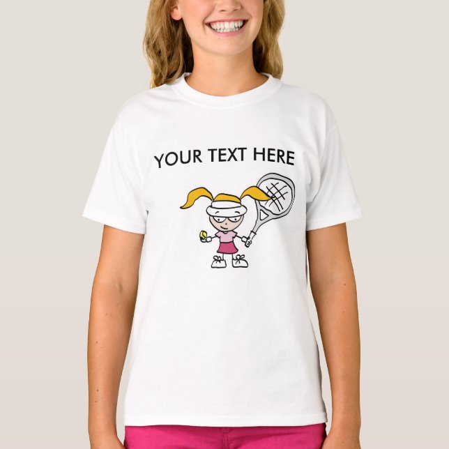 Tennis T Shirts with customisable cartoon design (Front)