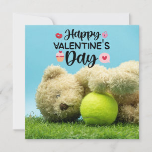 Tennis Teddy bear Happy Valentine's Day to player Card