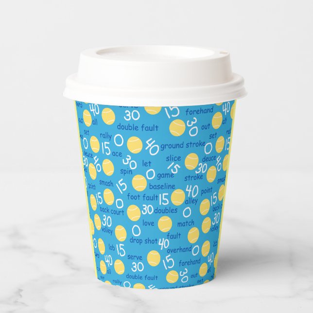 Tennis Terms Paper Cups (Front)