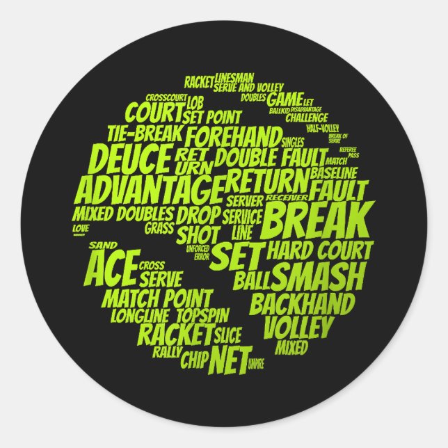 Tennis Terms Tennis Player Playing Tennis Ball Classic Round Sticker (Front)