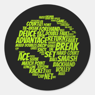 Tennis Terms Tennis Player Playing Tennis Ball Classic Round Sticker