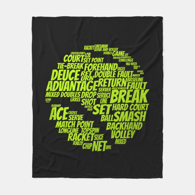 Tennis Terms Tennis Player Playing Tennis Ball Fleece Blanket (Front)