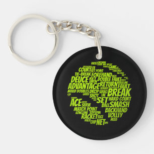 Tennis Terms Tennis Player Playing Tennis Ball Key Ring