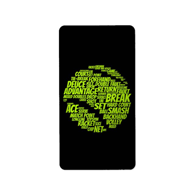 Tennis Terms Tennis Player Playing Tennis Ball Label (Front)