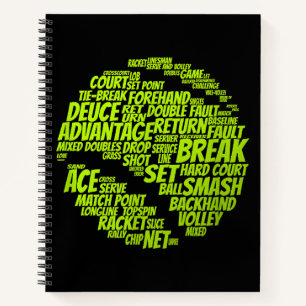 Tennis Terms Tennis Player Playing Tennis Ball Notebook