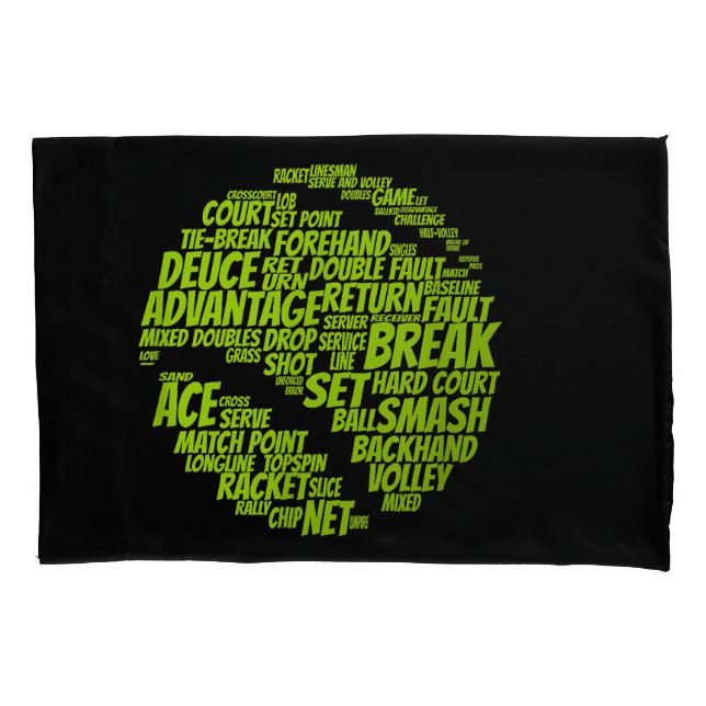 Tennis Terms Tennis Player Playing Tennis Ball Pillowcase (Front)
