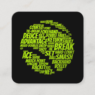 Tennis Terms Tennis Player Playing Tennis Ball Square Business Card