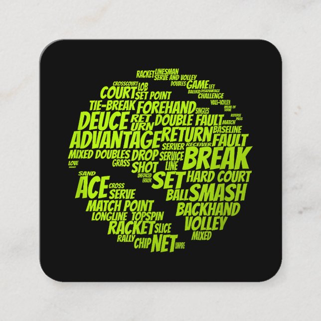 Tennis Terms Tennis Player Playing Tennis Ball Square Business Card (Front)