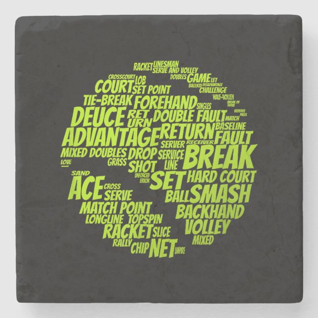 Tennis Terms Tennis Player Playing Tennis Ball Stone Coaster (Front)