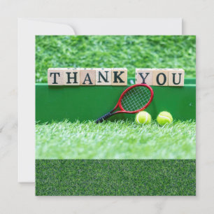 Tennis Thank you card ball and racket for coach