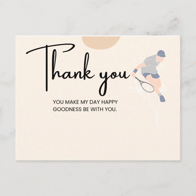 Tennis thank you card  for player watercolor (Front)