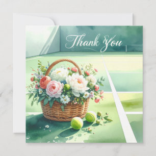 Tennis thank you card with ball on court
