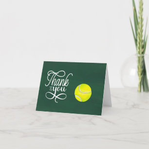 Tennis thank you card with ball on court
