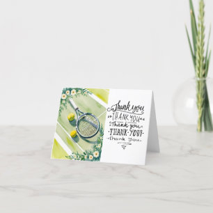 Tennis thank you card with ball on court