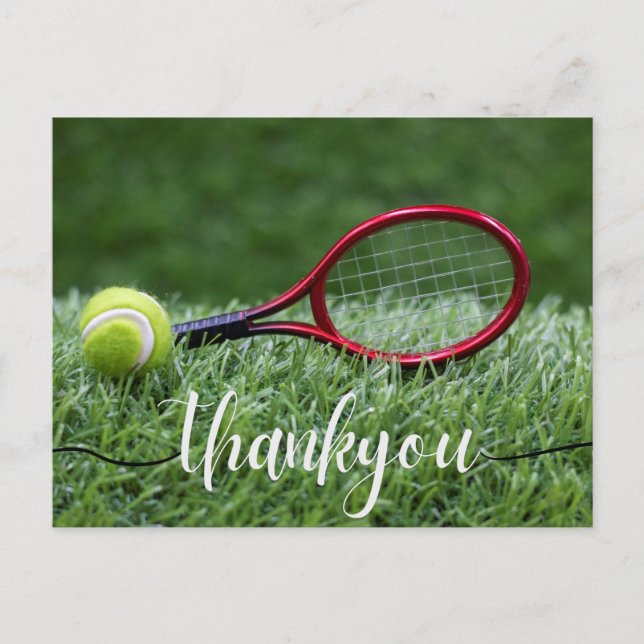 Tennis Thank you card with tennis ball and word (Front)