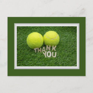 Tennis Thank you card with two balls on green