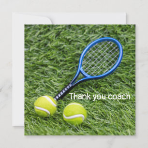 Tennis Thank you coach with racket on green