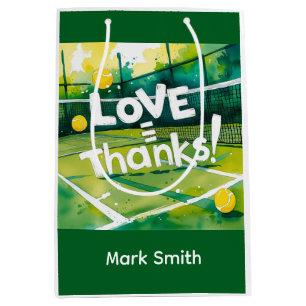 Tennis Thank you party with racket and ball  Medium Gift Bag