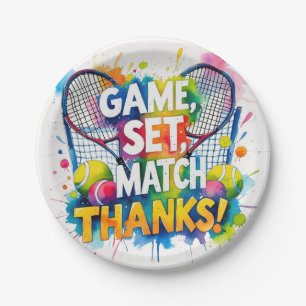 Tennis Thank you party with racket and ball  Paper Plate