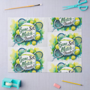 Tennis Thank you party with racket and ball Tissue Paper