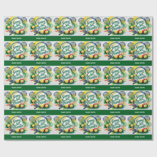 Tennis Thank you party with racket and ball Wrapping Paper