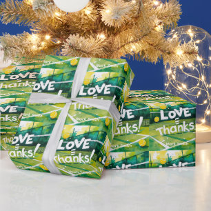 Tennis Thank you party with racket and ball  Wrapping Paper