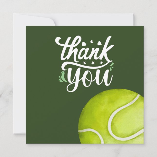 Tennis Thank you  with ball on green  Card (Front)