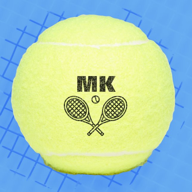 Tennis Theme Big Bold Monogrammed Balls (Custom Personalized Tennis Ball With Monogram Letters. Perfect for single or doubles players. )