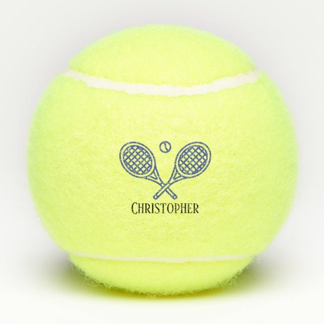 Tennis Theme Blue Monogrammed Name Balls (Back)
