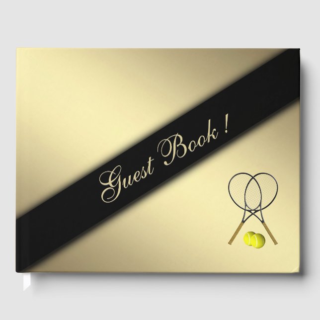 Tennis Theme Custom Gold Guest Book (Front)
