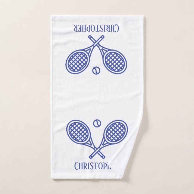 Tennis Theme Monogrammed Name Hand Towel (Hand Towel)