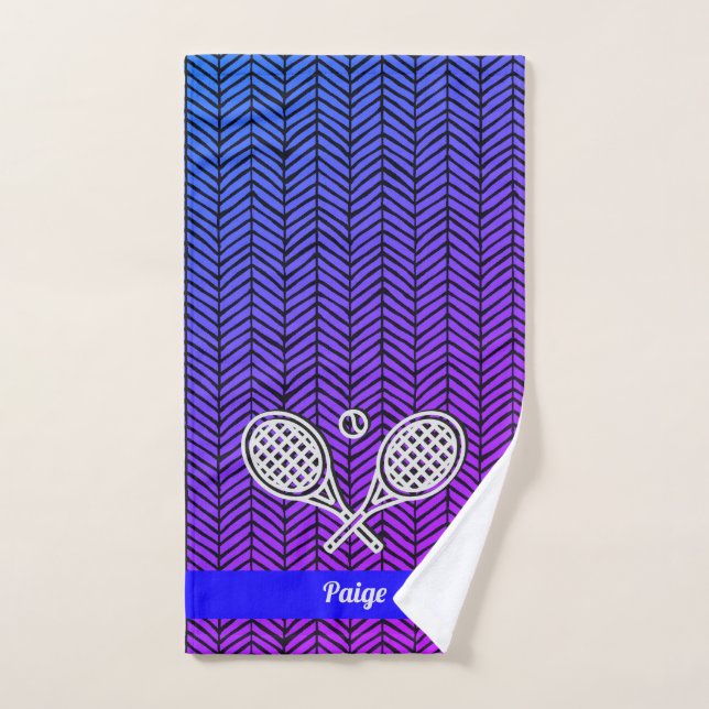 Tennis Theme Monogrammed Name Tennis Ball Hand Tow Hand Towel (Hand Towel)